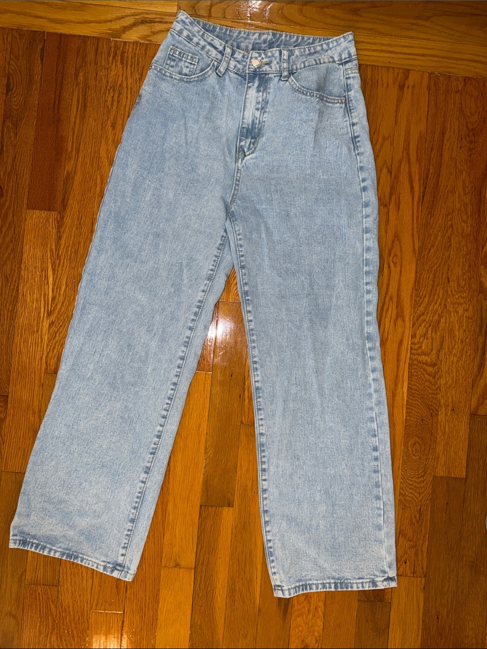 SHEIN Woman High Waist Straight Leg Jean - light blue wash